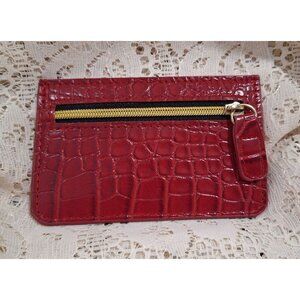 EUC B-Low The Belt Red Faux Croc Embossed Card Holder Wallet With Zipper